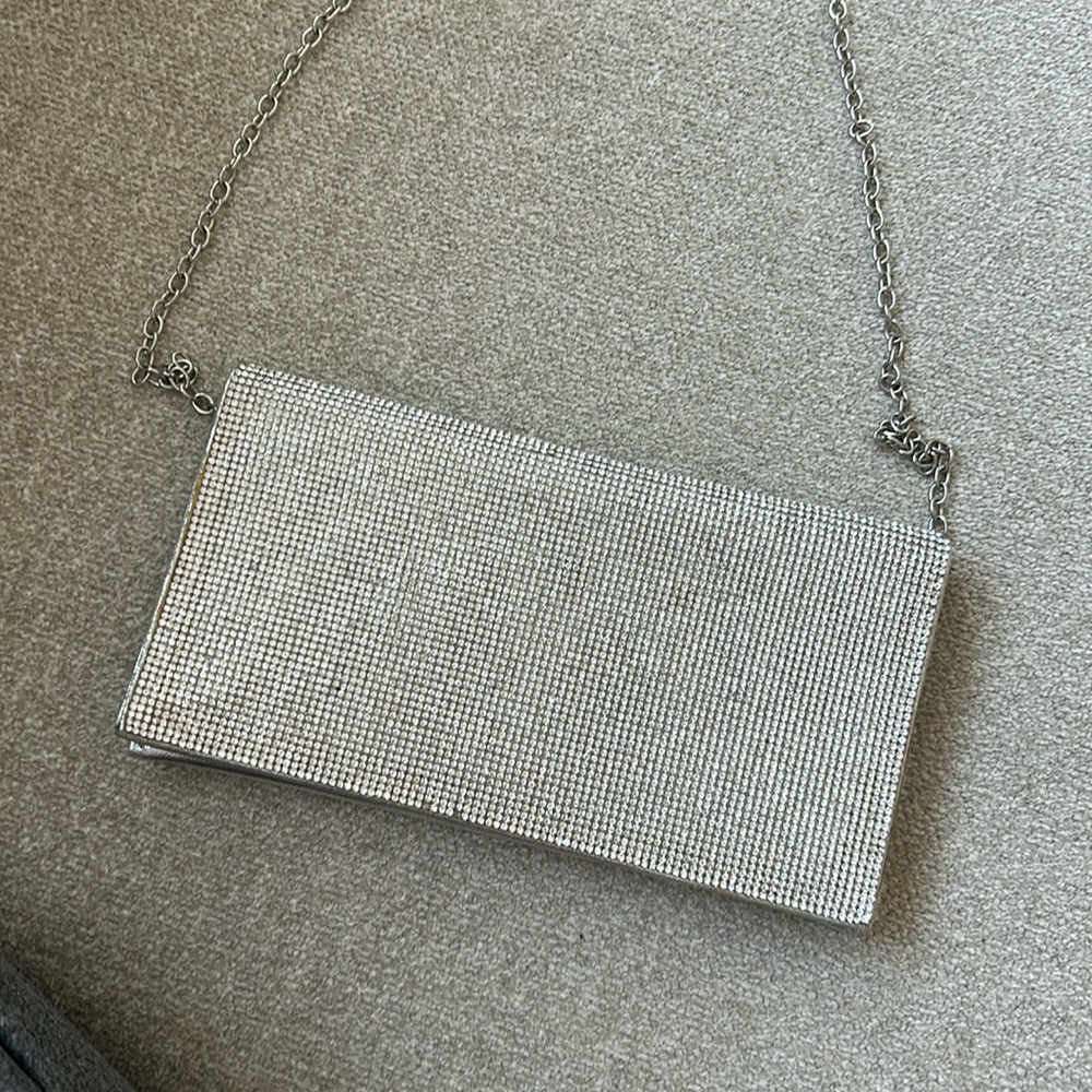 Silver diamond embellished crossbody